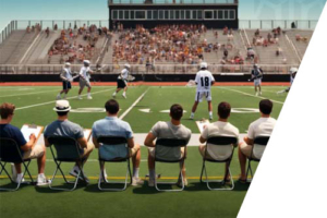 college lacrosse recruiters watching on a field