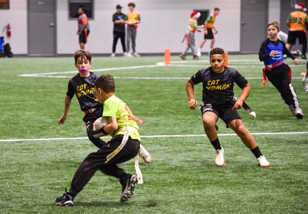 HGR Lacrosse indoor flag football kids playing
